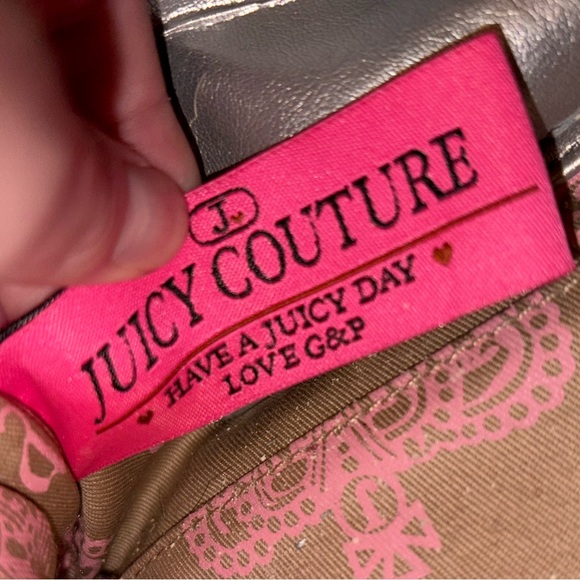 Y2K 2002 Vintage Juicy Couture Pink & Brown Velour Bowler Bag Purse - Picture 8 of 11